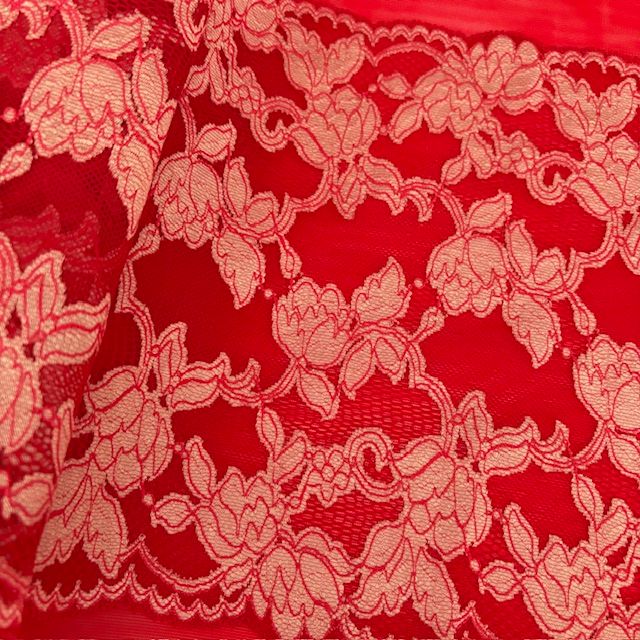 dentelle extensible rouge et beige