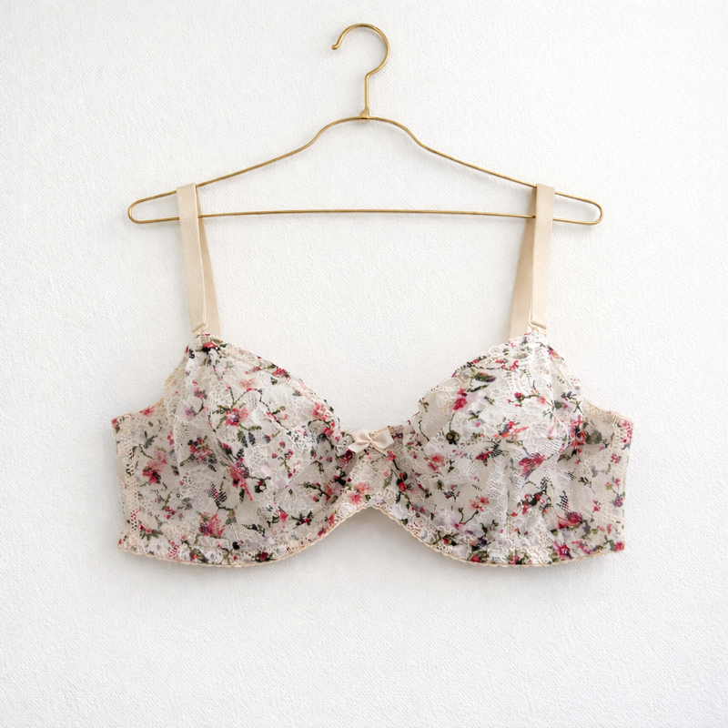 kit matières soutien gorge chair floral