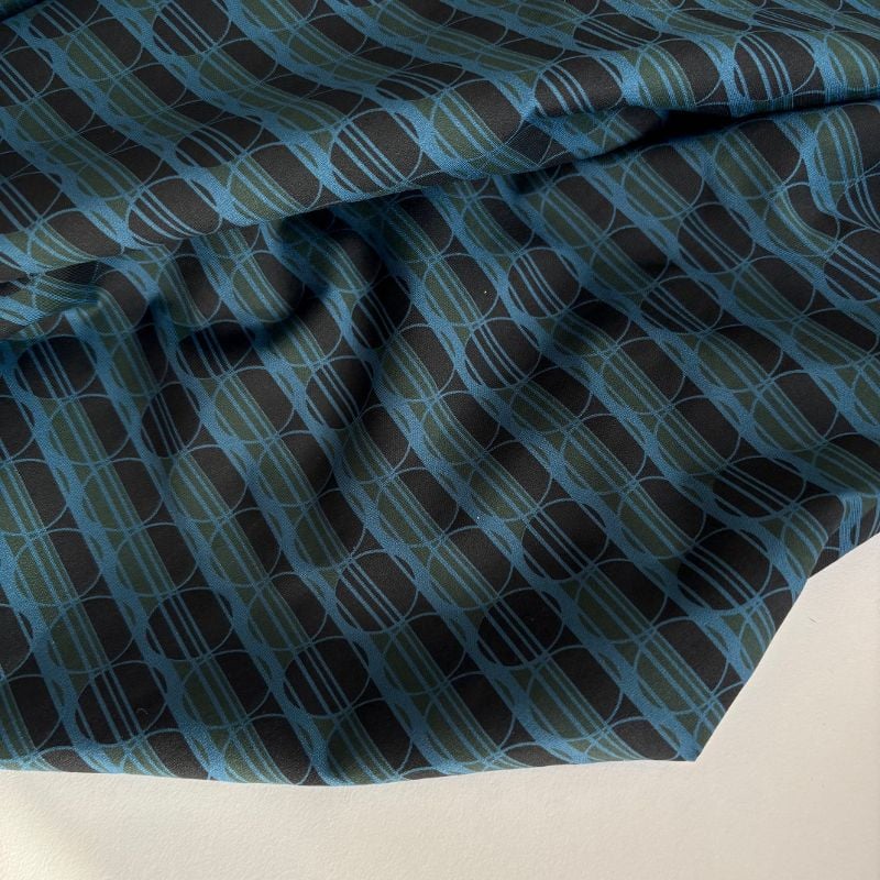 lycra imprimé bleu pétrole noir