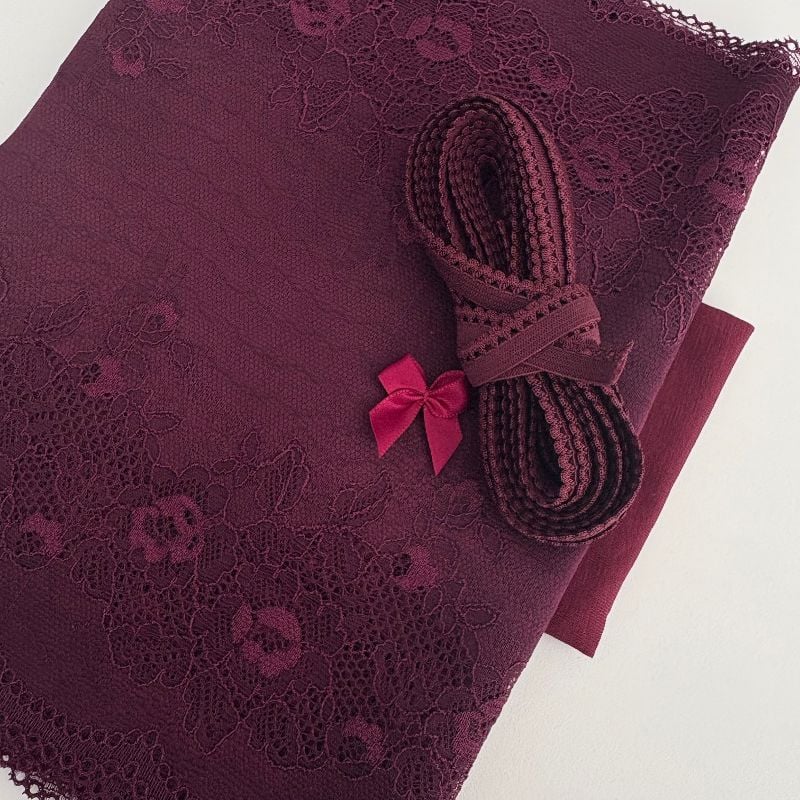 kit shorty dentelle bordeaux