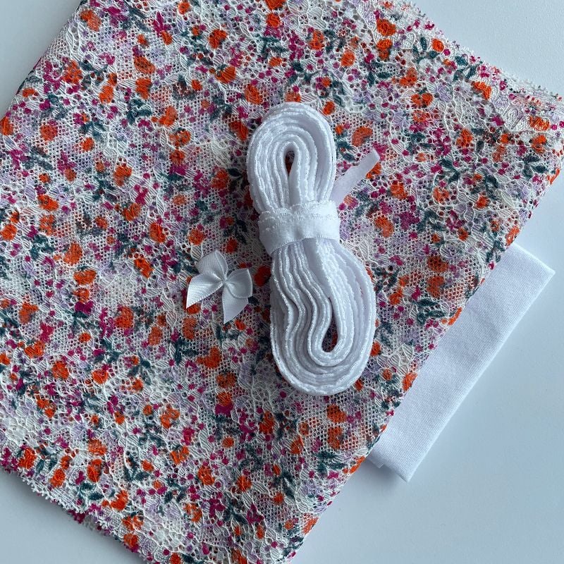 kit shorty floral blanc