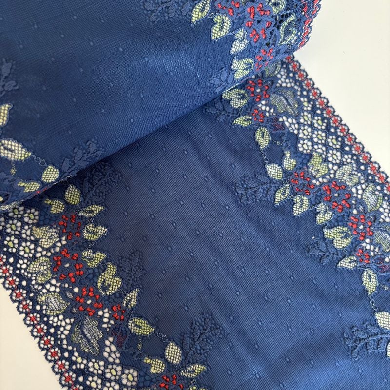 dentelle extensible bleu