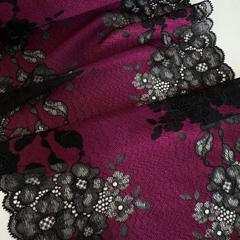 dentelle extensible prune noir