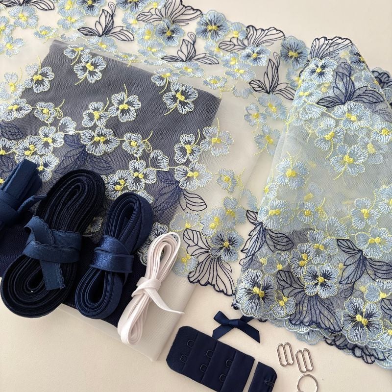 kit soutien gorge floral bleu