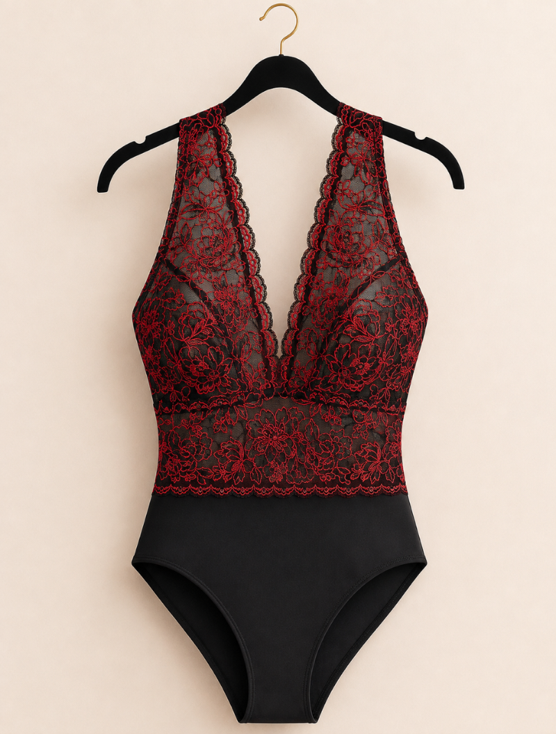 body dentelle rouge et noire