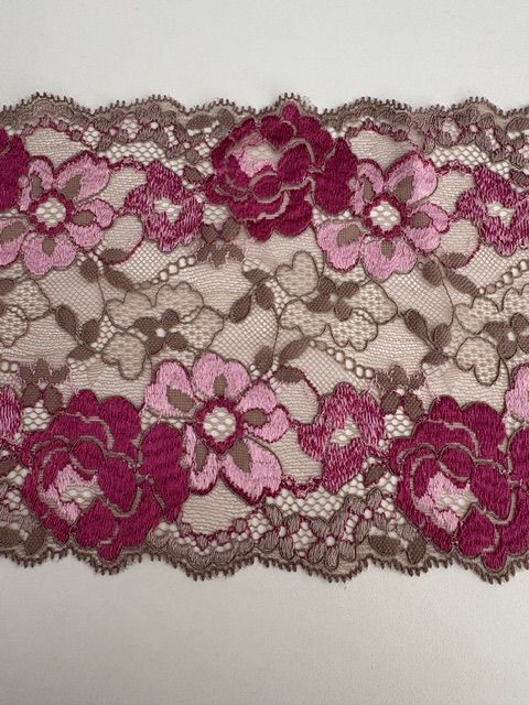 dentelle extensible rose beige